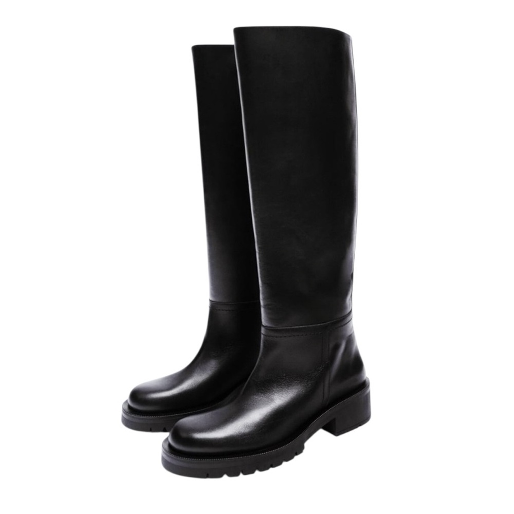 NWOT Black LEATHER Knee-High Women's Boots